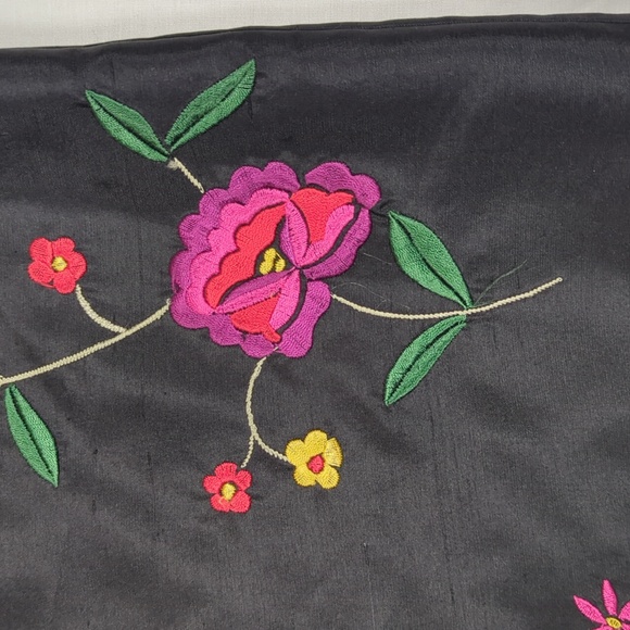 Silkland Boho Black Embroidered 100% silk maxi skirt Size 8 - Picture 2 of 12